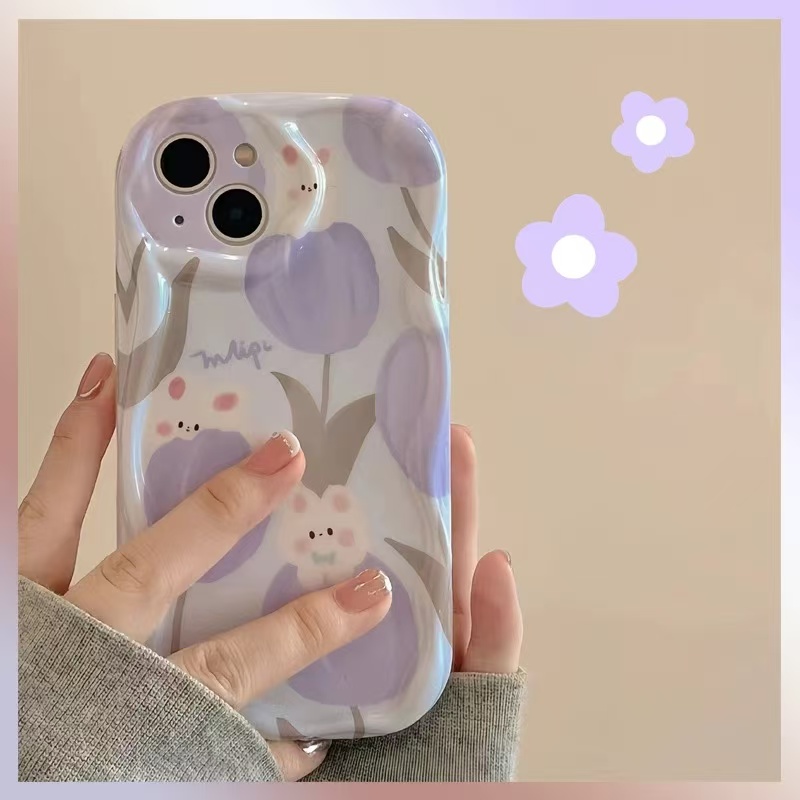 Phone Cases Purple - Kawaii Lila Tulpen-Hasen-Handyhülle für iPhone 15