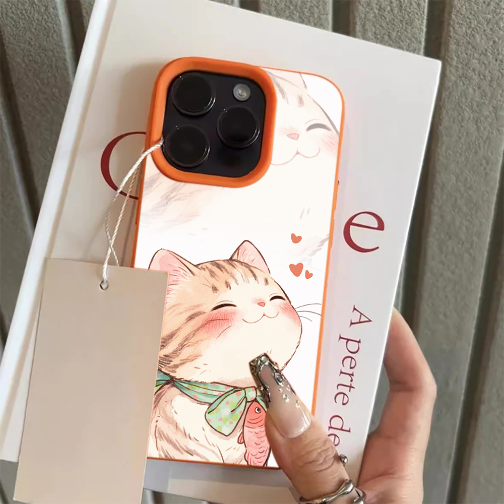 Phone Cases Orange - Orange Katzenfisch-Herz Handyhülle für iPhone 17