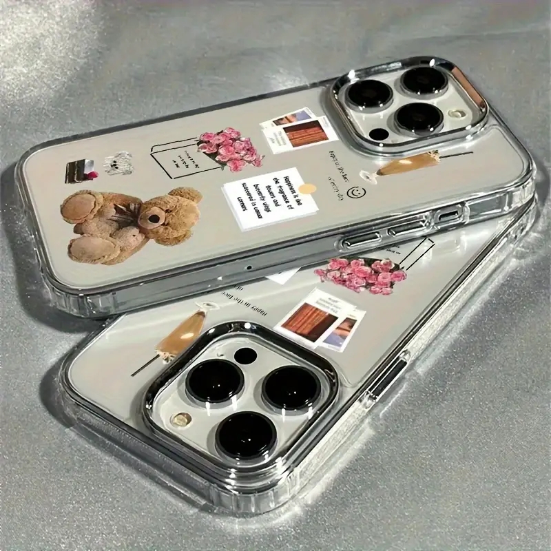 Phone Cases With Pictures - Collage Teddybär Rose Blume Foto Handyhülle