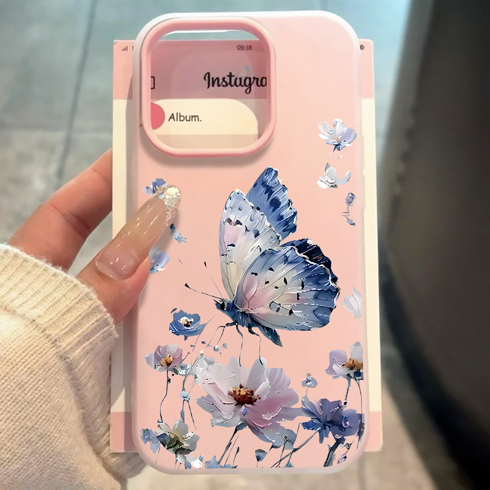 Phone Cases Purple - Aquarell Blau-Lila Schmetterling Blumen Handyhülle für