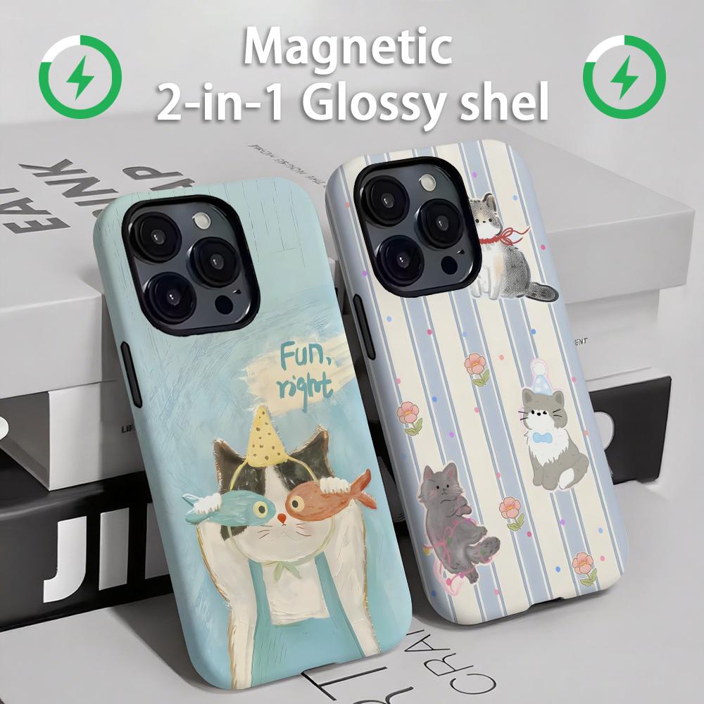 Phone Cases For Iphone 13 - Niedliche Katzen und Hunde Handyhülle Magnetisch