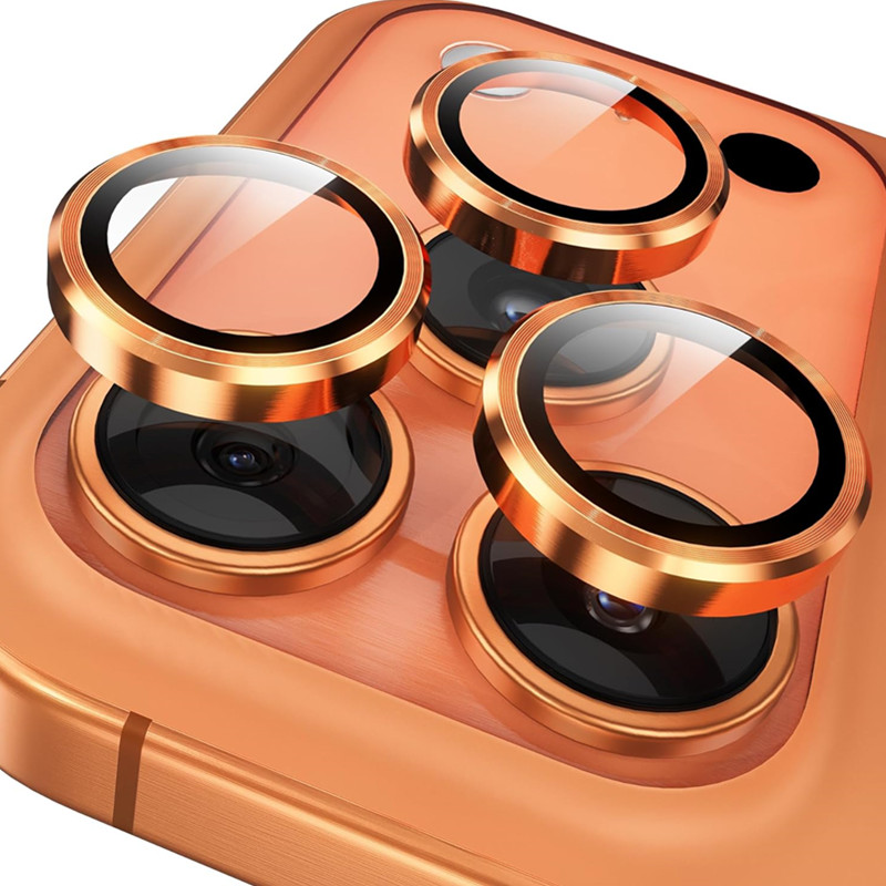Phone Cases Orange - Orange Kameraobjektivschutz aus Glas mit Metallring