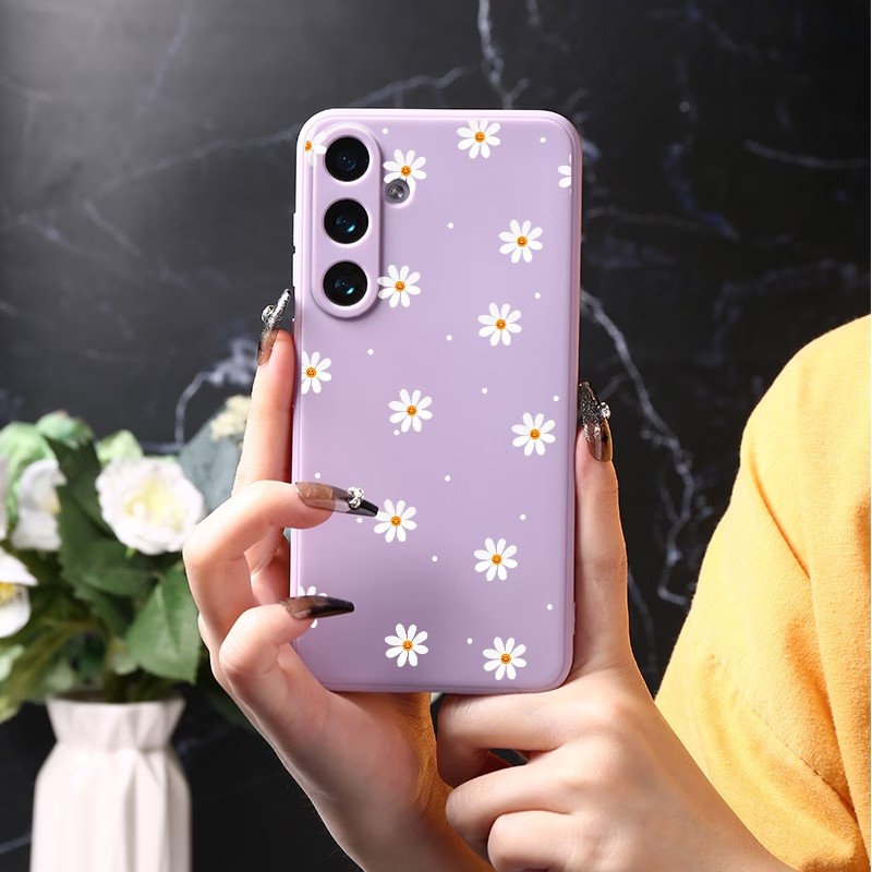 Phone Cases Purple - Lila Gänseblümchen-Print Weiche TPU-Handyhülle für Samsung