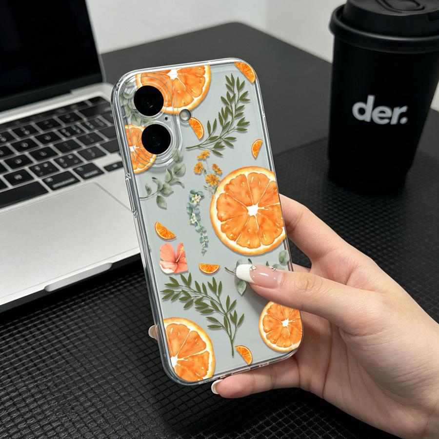 Phone Cases Orange - Weiche Handyhülle mit Orangenscheiben- und Blattmuster