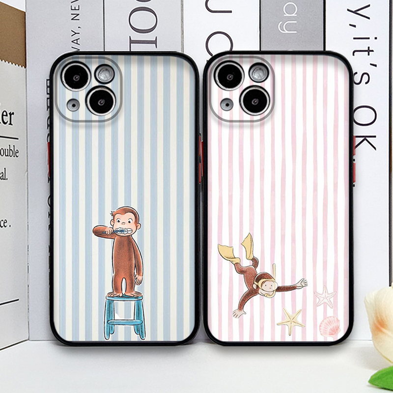 Phone Cases Iphone 15 Pro Max - Cartoon Gestreifter Affe mit Katze Handyhülle