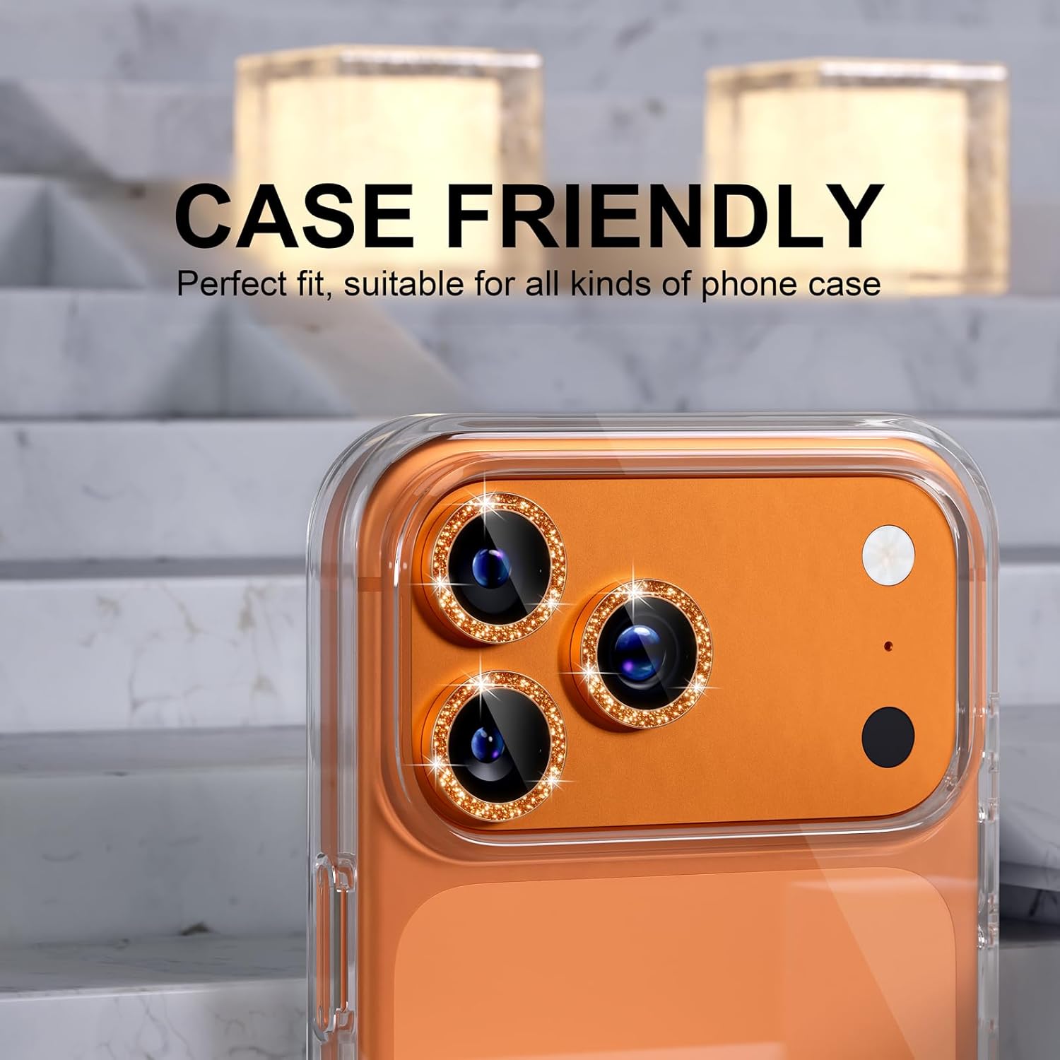 Glitzernde orange Kameraobjekt – Phone Cases Orange Bewertung und Preis