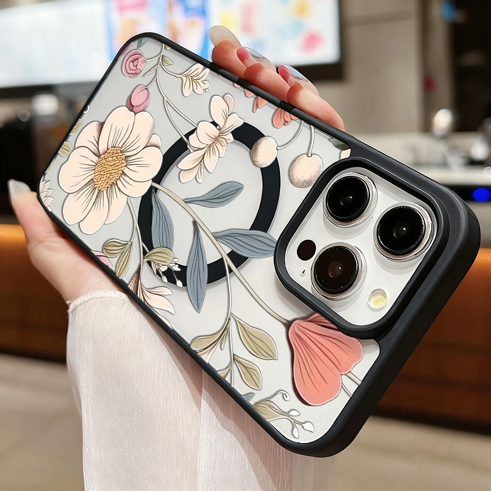 Schwarzer Rahmen Blumenmuster  – Phone Cases Magnetic Bewertung und Preis